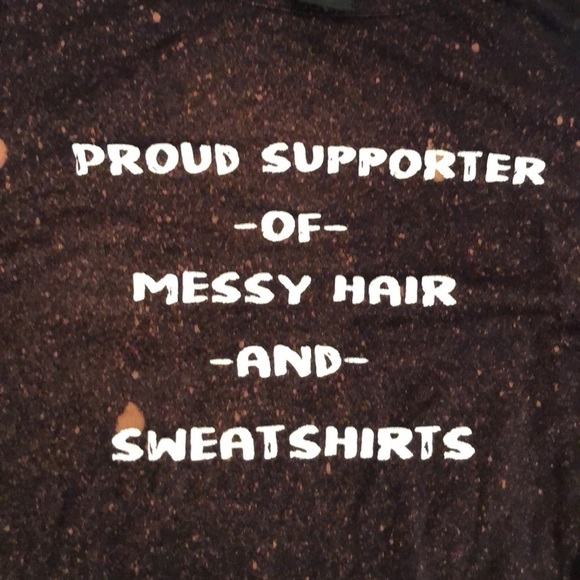 ACID Washed Messy Hair Long Sleeve Shoulder Tee - Picture 2 of 3